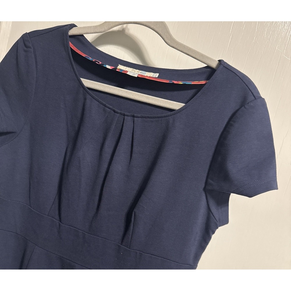 Boden US 6L Florrie Cotton Knit Dress Blue Cap Sleeves Business Classic Timeless